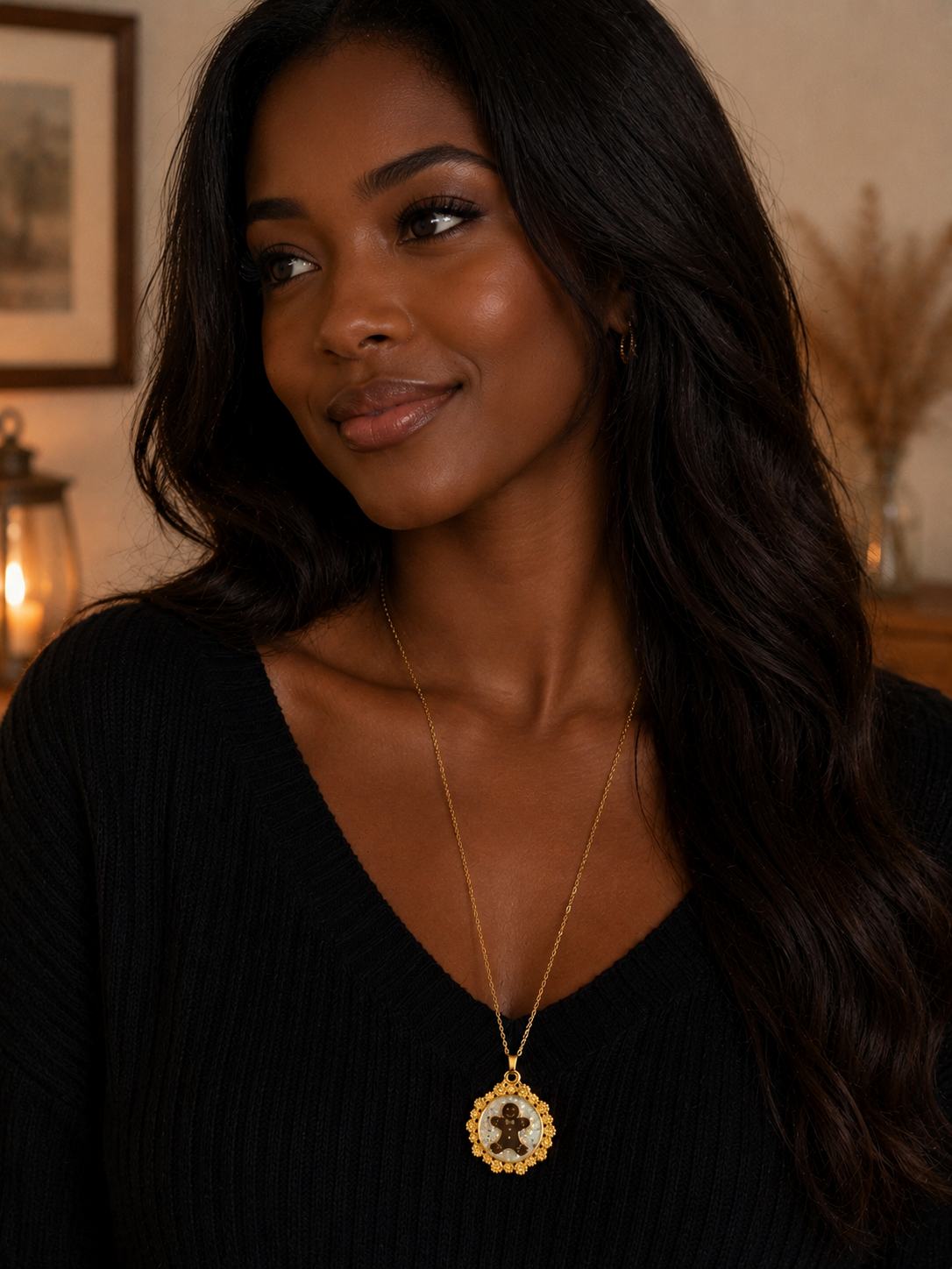 Collier petit biscuit fluorescent version longue