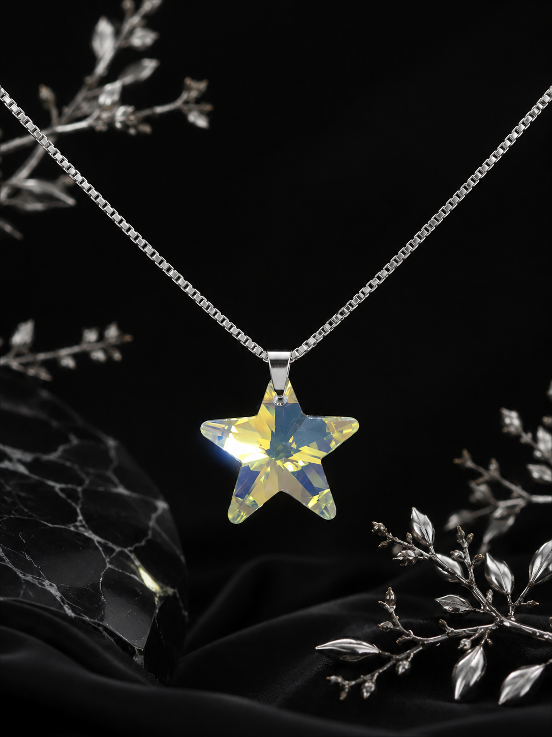 Le collier étoile du ciel en cristal argenté