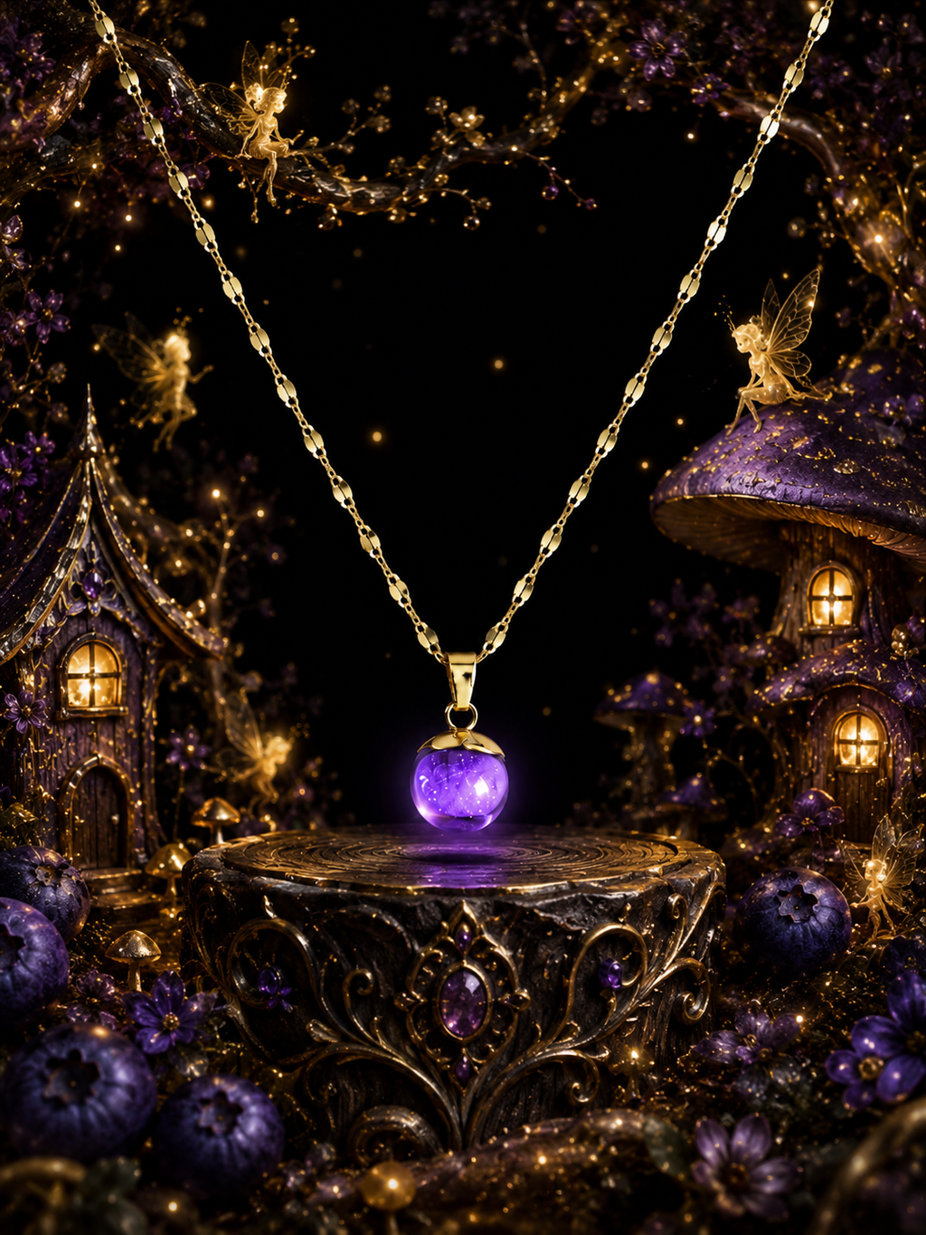 Collier Myrtille Violette — Lueur d’Améthyste