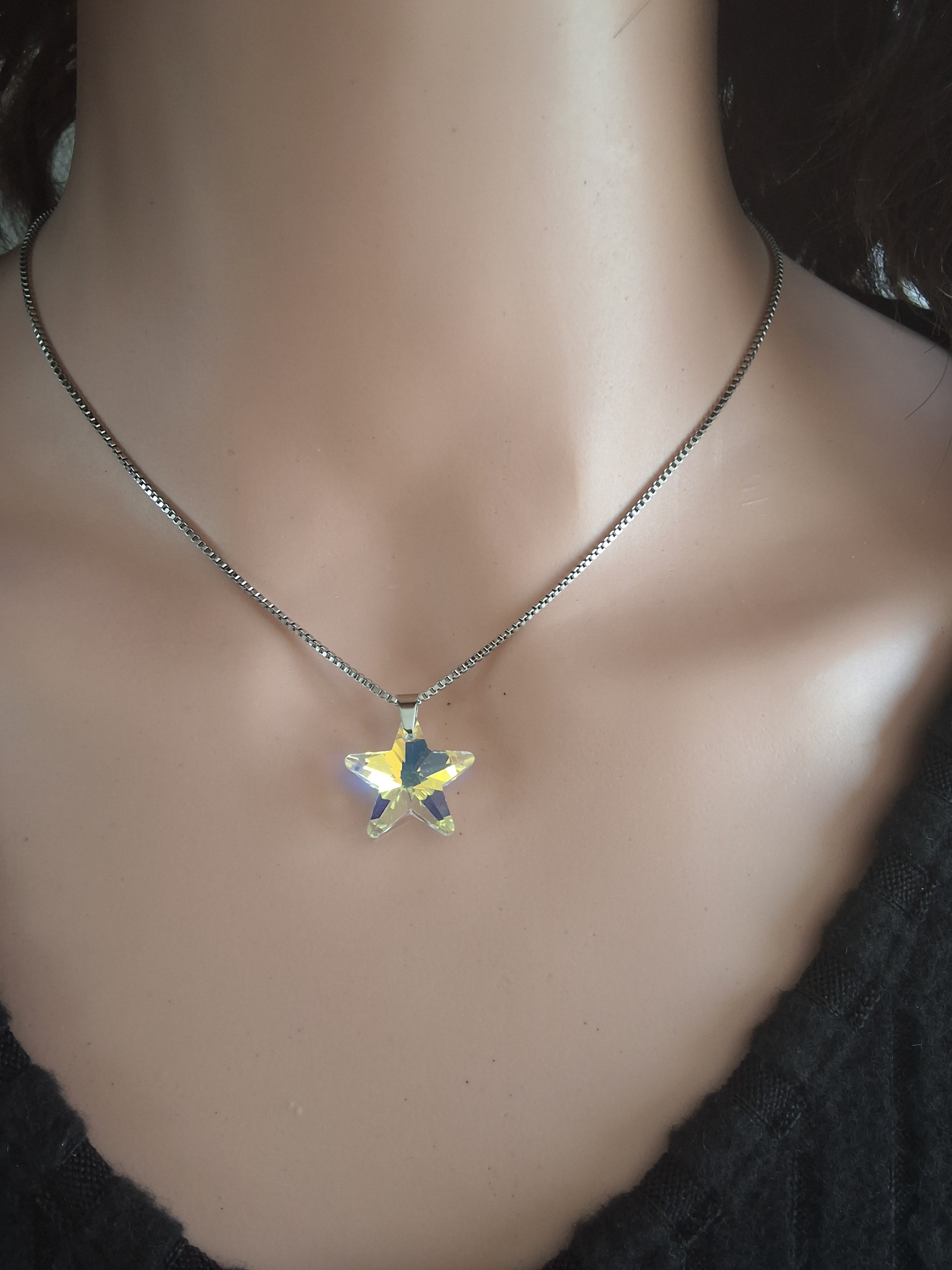 Collier etoile en cristal argent