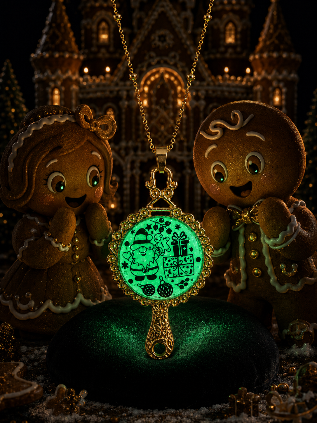 Collier Féerie de Noël Fluorescent – Création Artisanale Plaquée Or 18 Carats