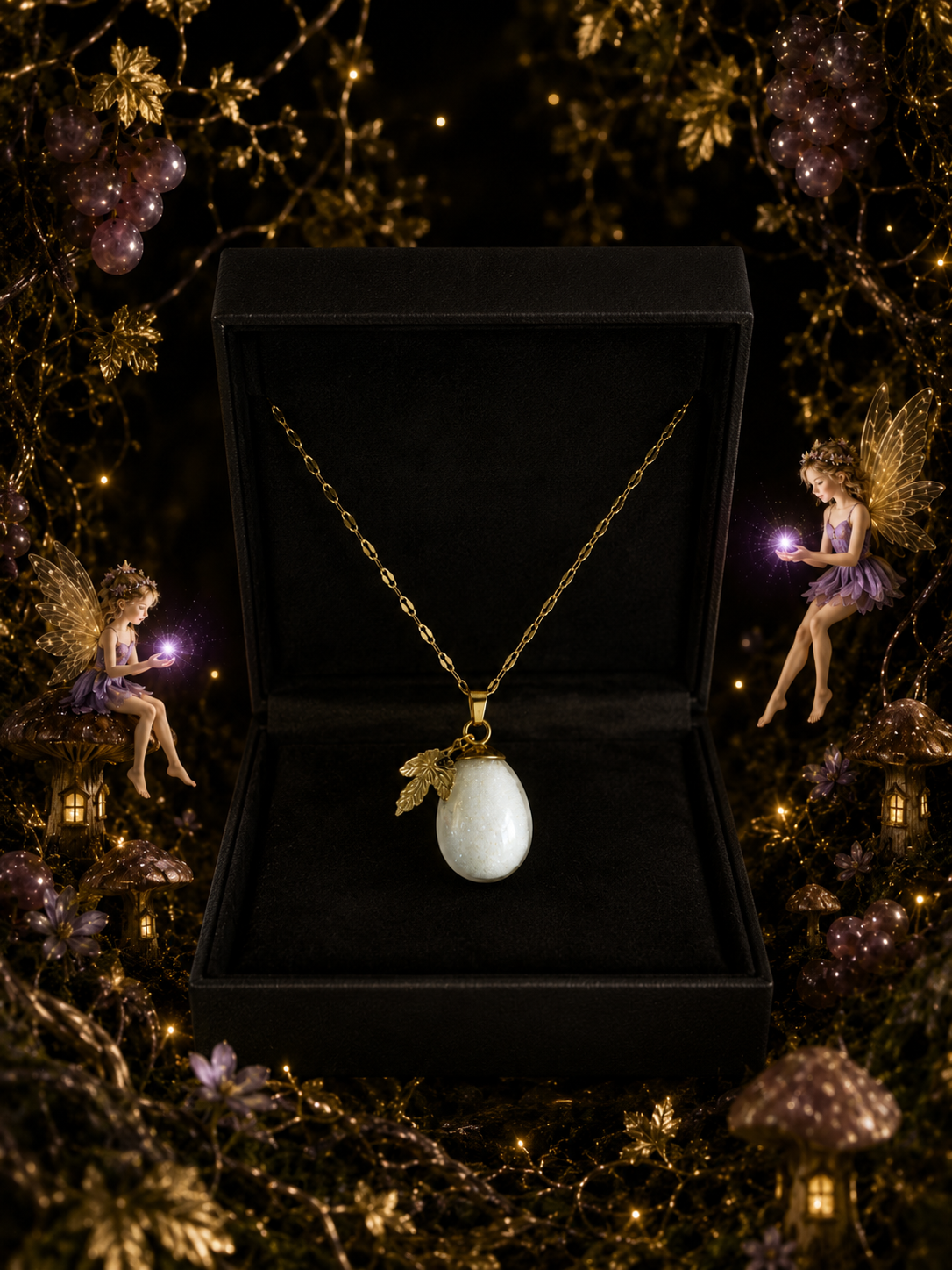 Collier petit raisin Mauve — Grappe Enchantée