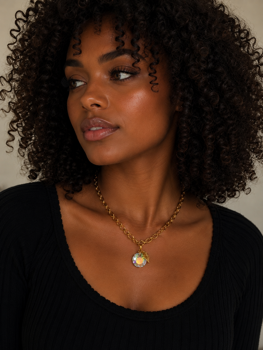Collier orange en cristal