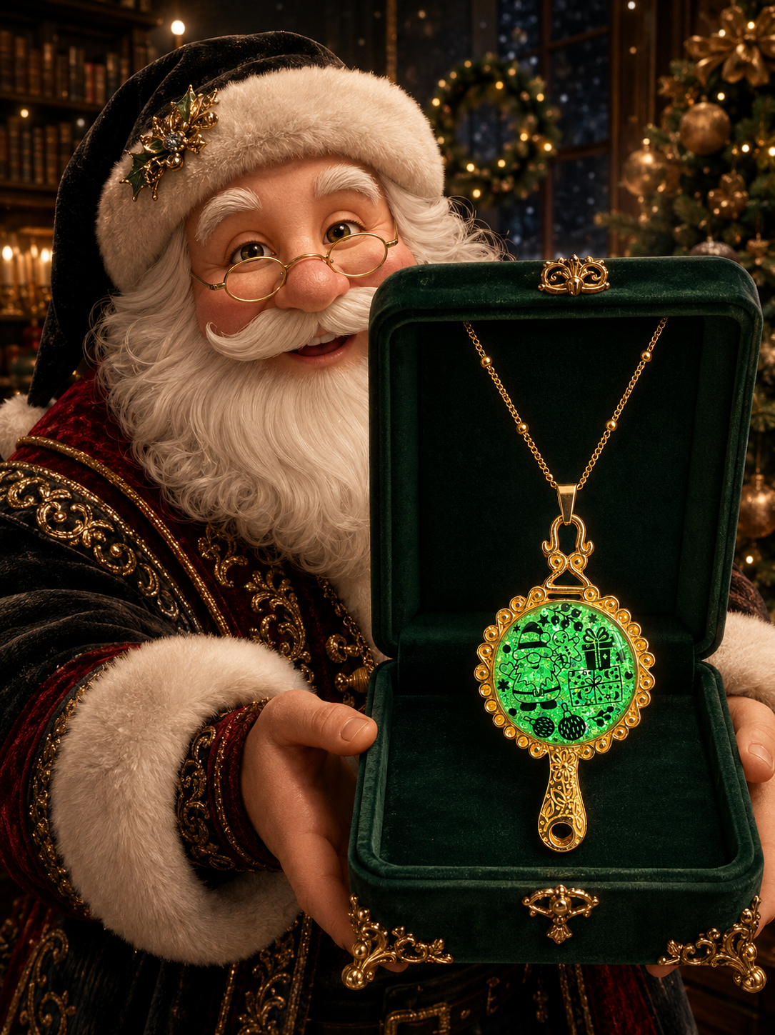 Collier Féerie de Noël Fluorescent – Création Artisanale Plaquée Or 18 Carats