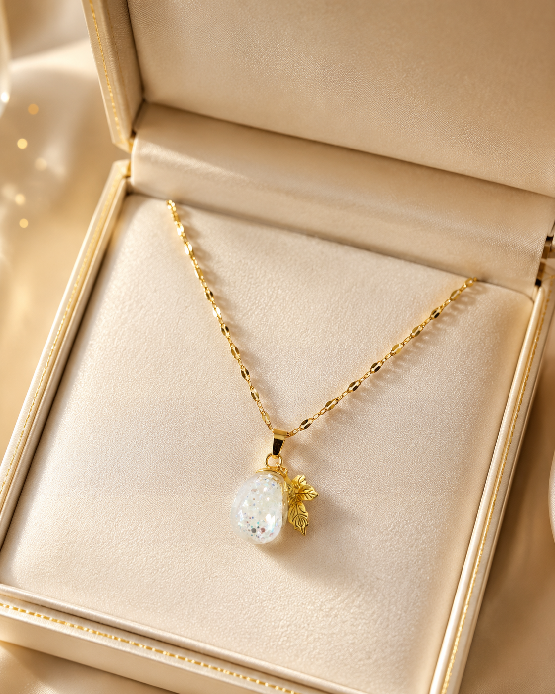 Collier or enchanté de raisin vert