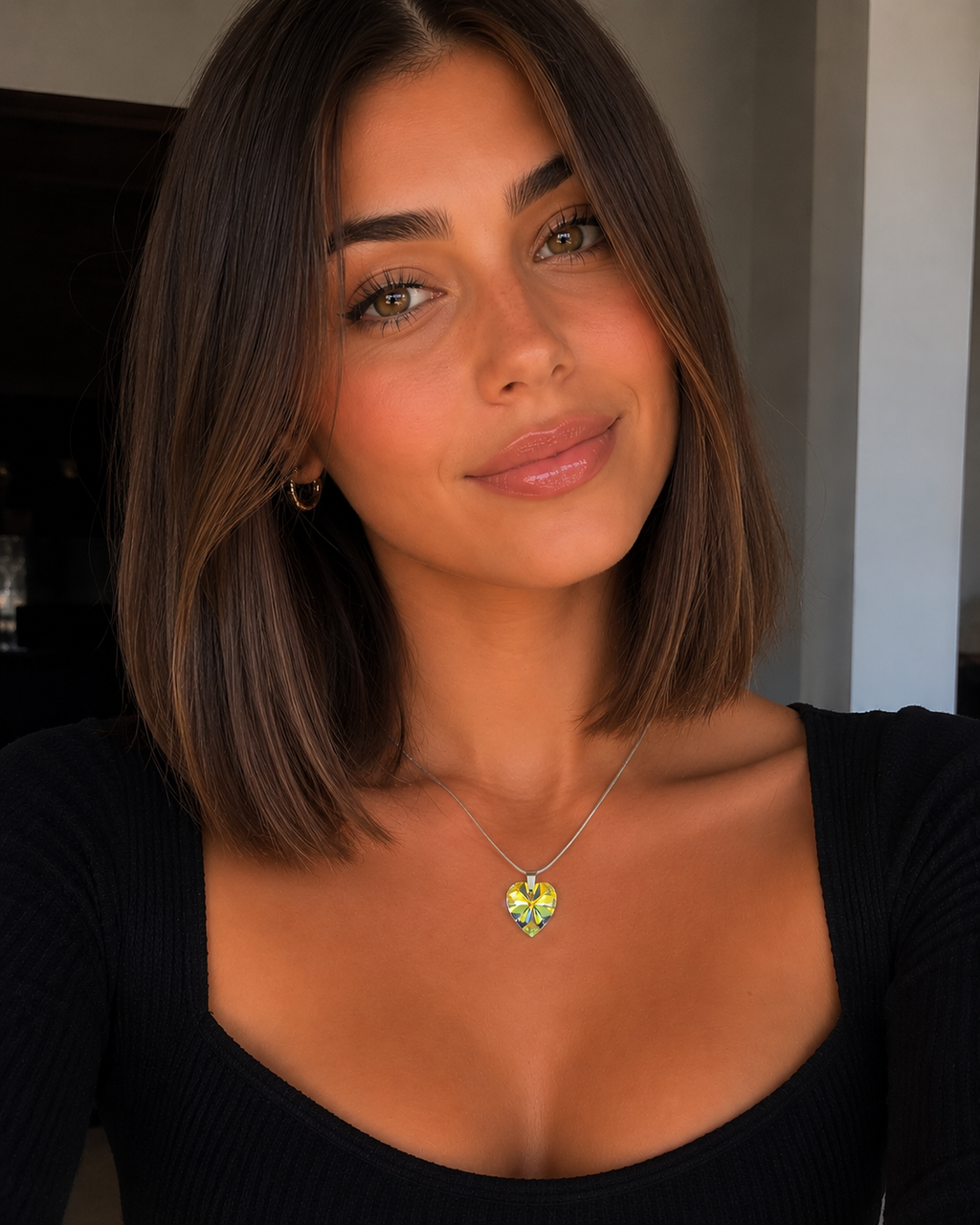 Collier petit cœur en cristal argent