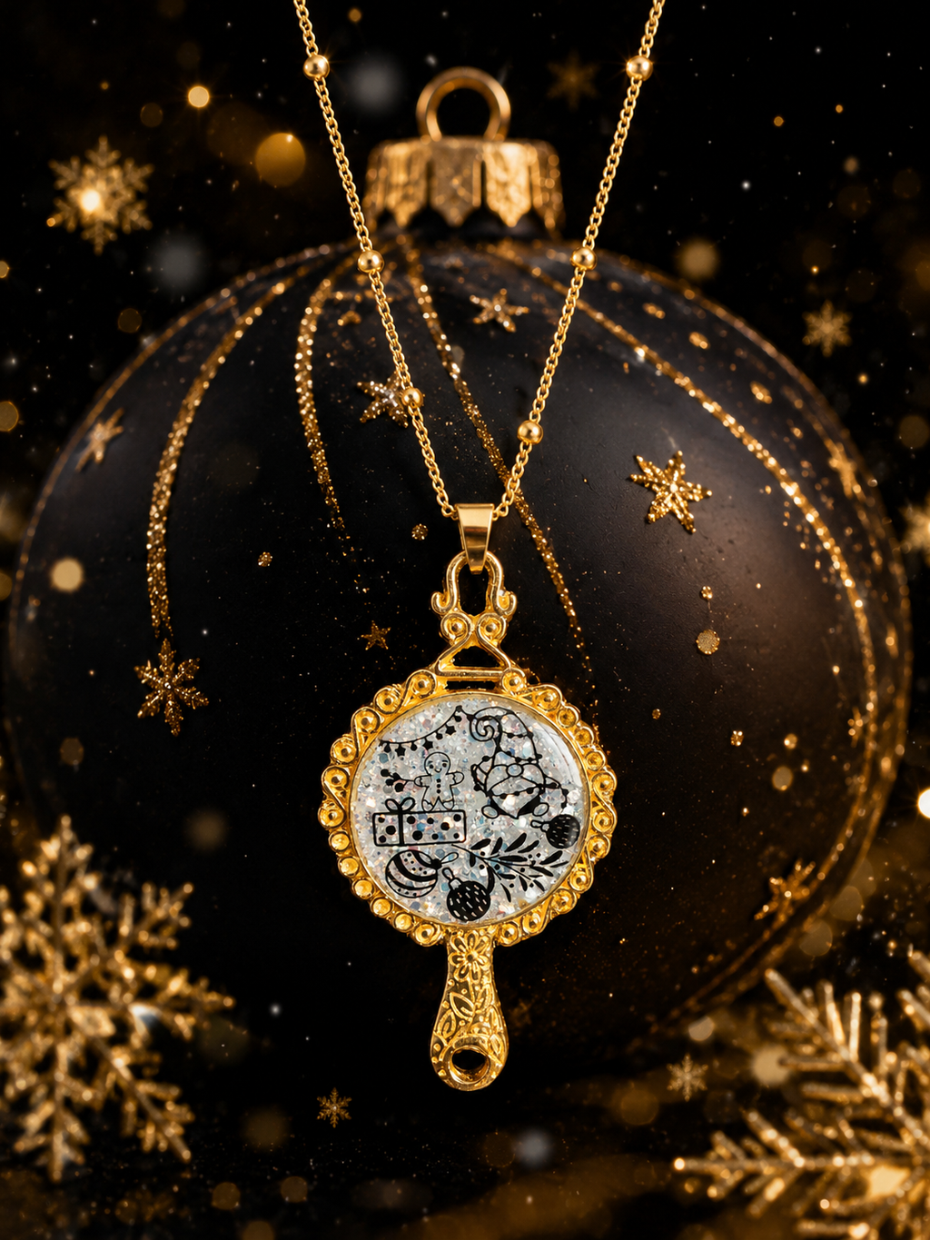 Collier L’Éclat Magique de Noël Fluorescent – Création Artisanale Plaquée Or 18 Carats