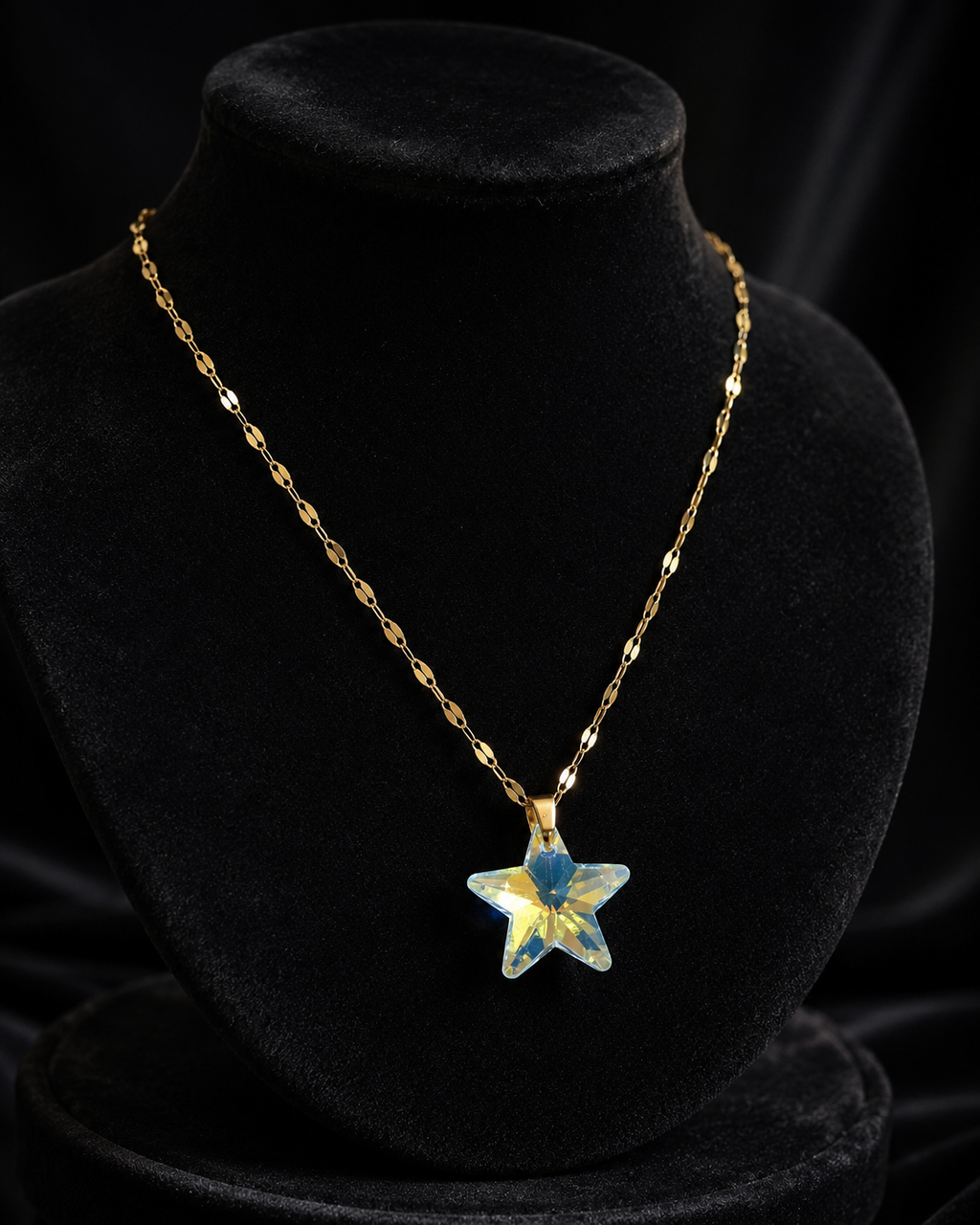 Le collier étoile du ciel céleste en cristal doré