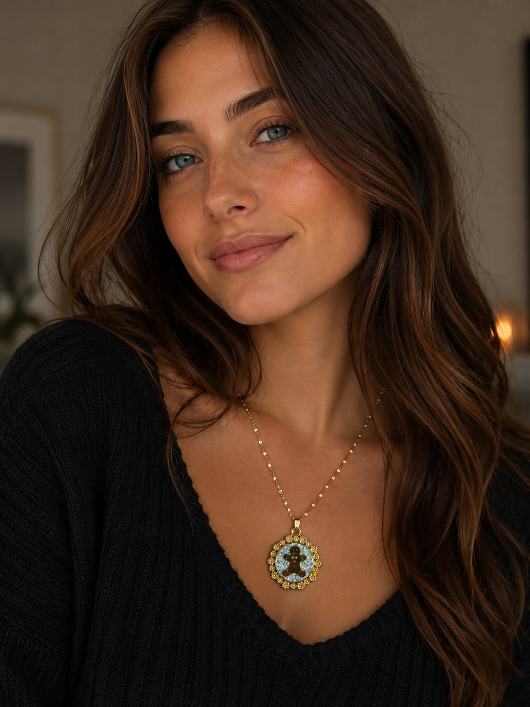 Collier petit biscuit fluorescent version courte
