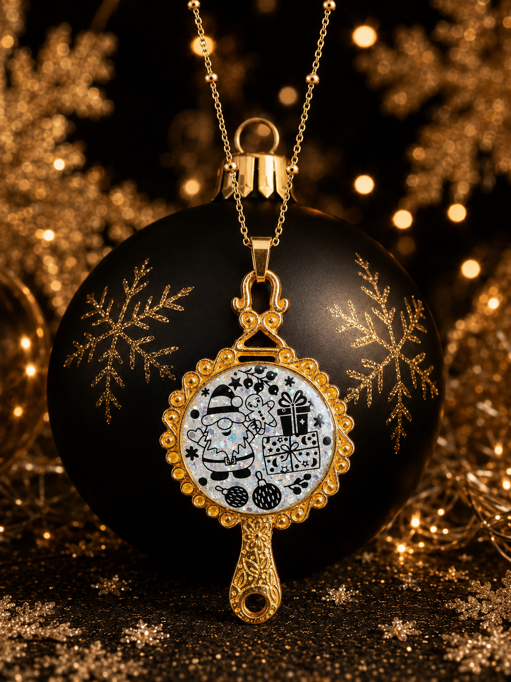 Collier Féerie de Noël Fluorescent – Création Artisanale Plaquée Or 18 Carats