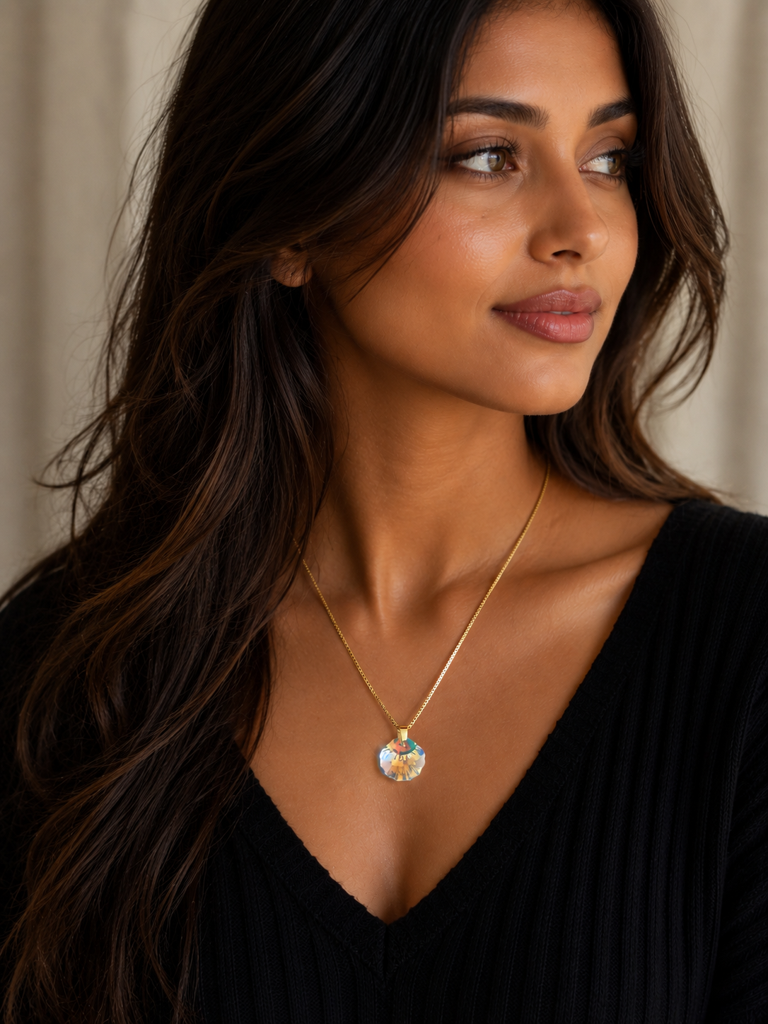 Collier coquillage en cristal or