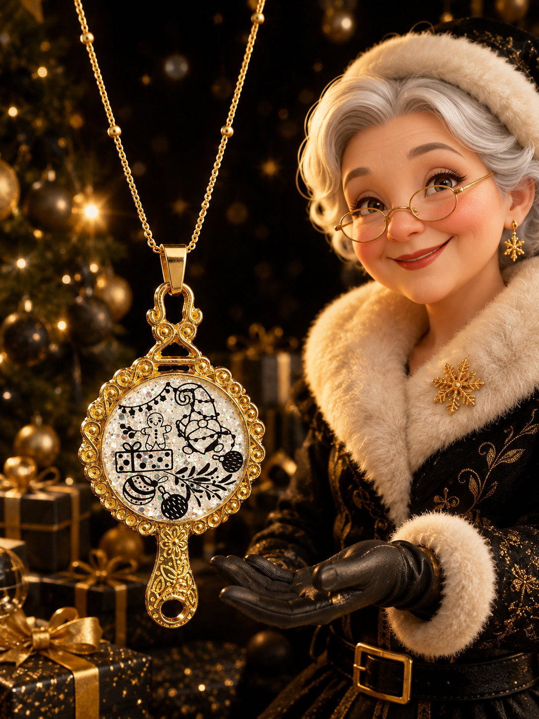 Collier L’Éclat Magique de Noël Fluorescent – Création Artisanale Plaquée Or 18 Carats