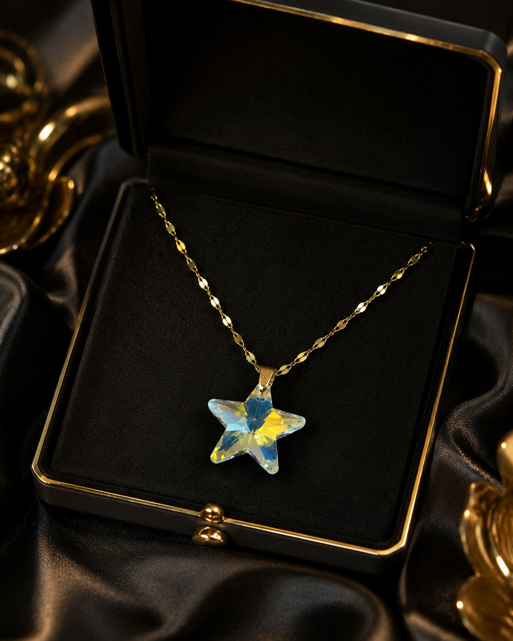Le collier étoile du ciel céleste en cristal doré