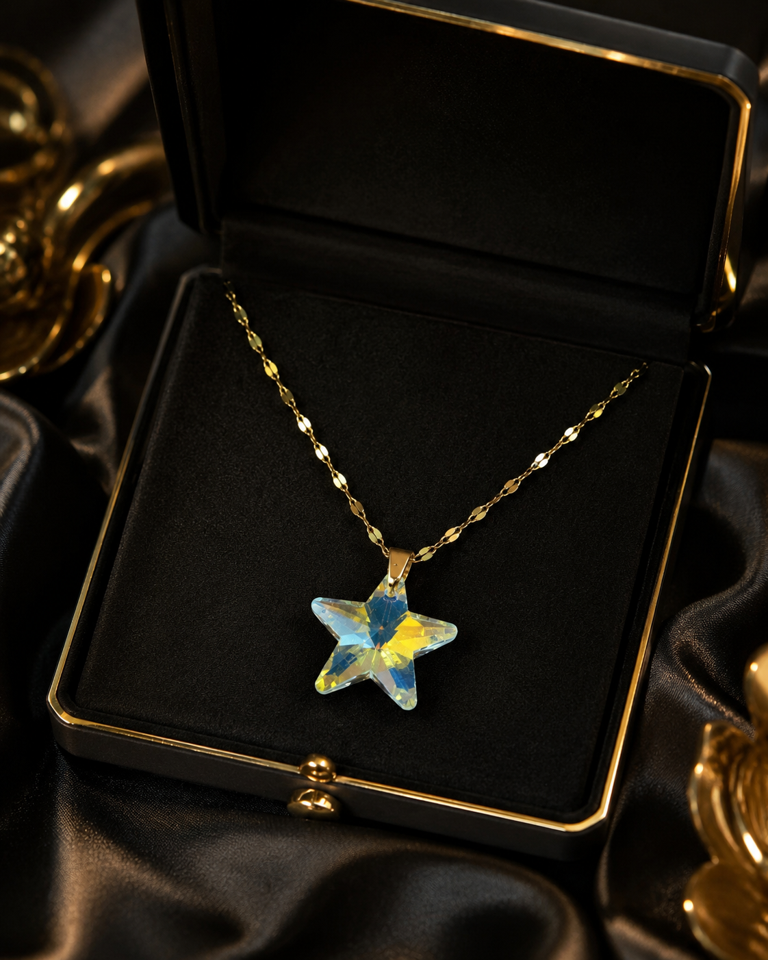 Le collier étoile du ciel céleste en cristal doré