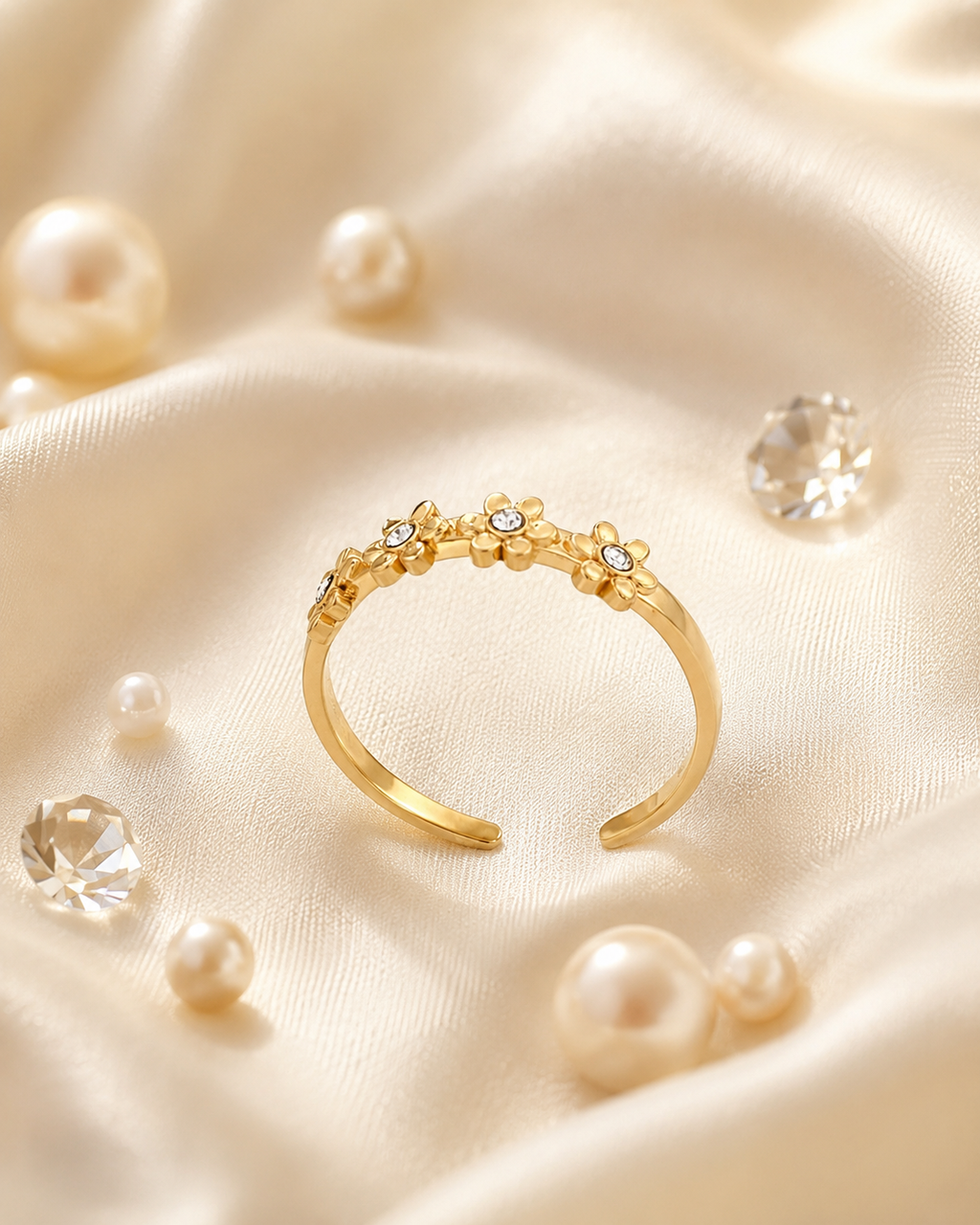Bague couronne de 4 fleurs