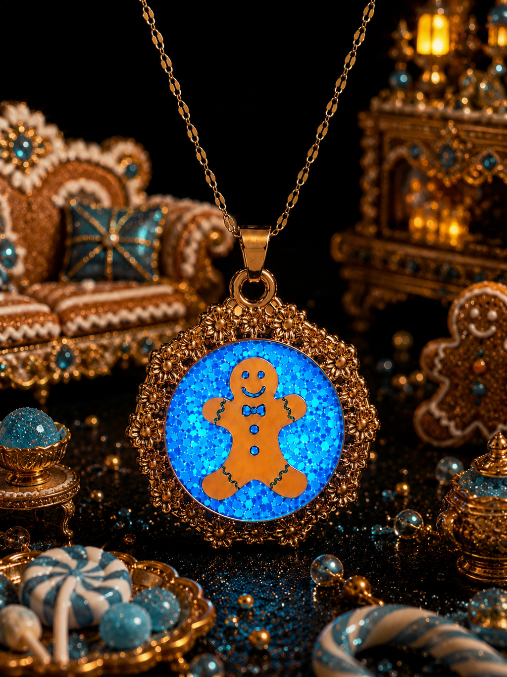 Collier Petit Biscuit – Bleu océan Fluorescent 💙✨