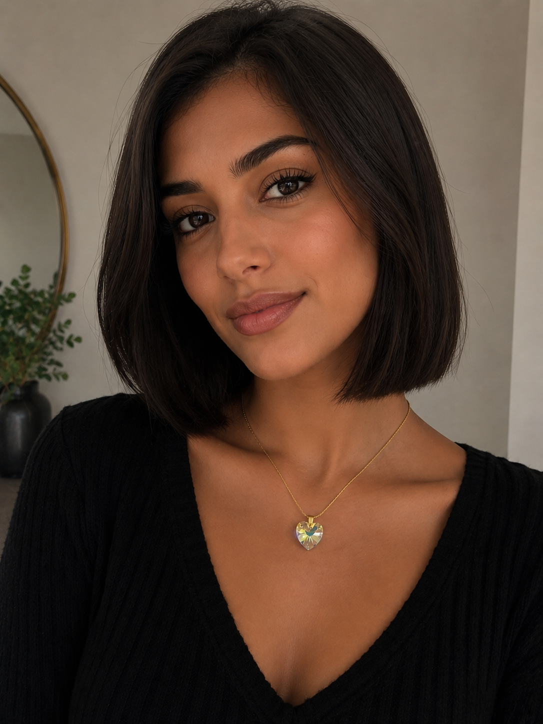 Collier coeur en cristal or 1