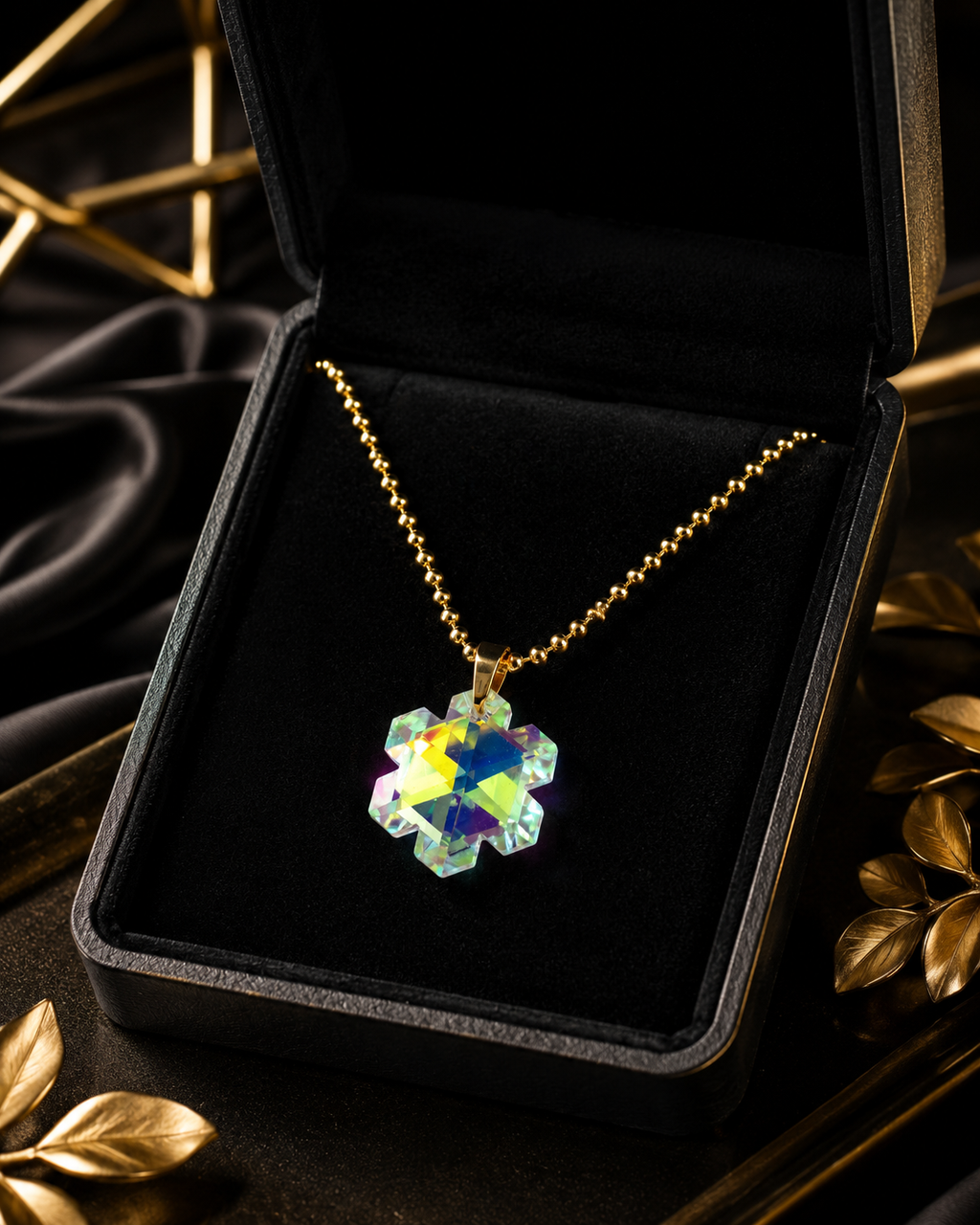 Le collier gros flocon de neige en cristal doré