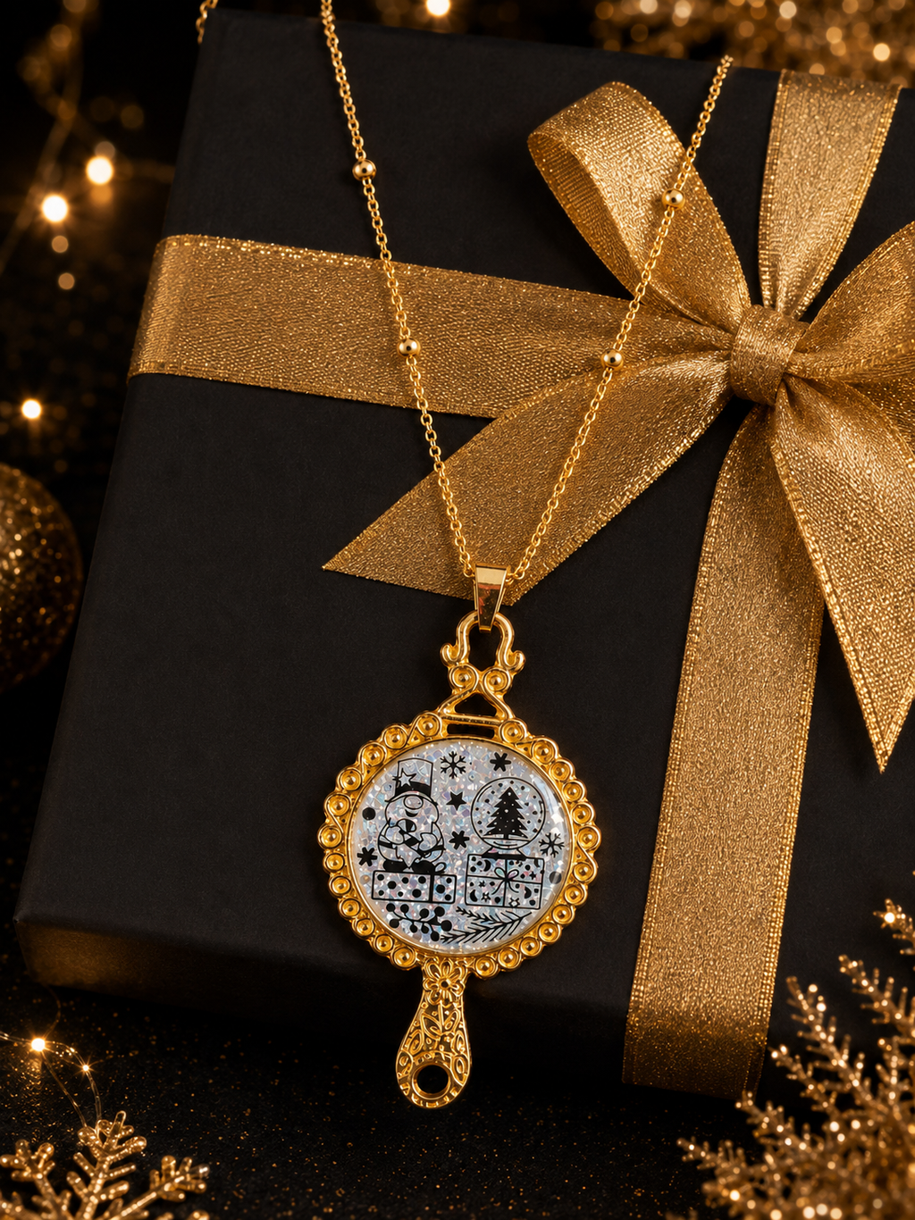 Collier La Magie de Noël Fluorescent – Création Artisanale Plaquée Or 18 Carats