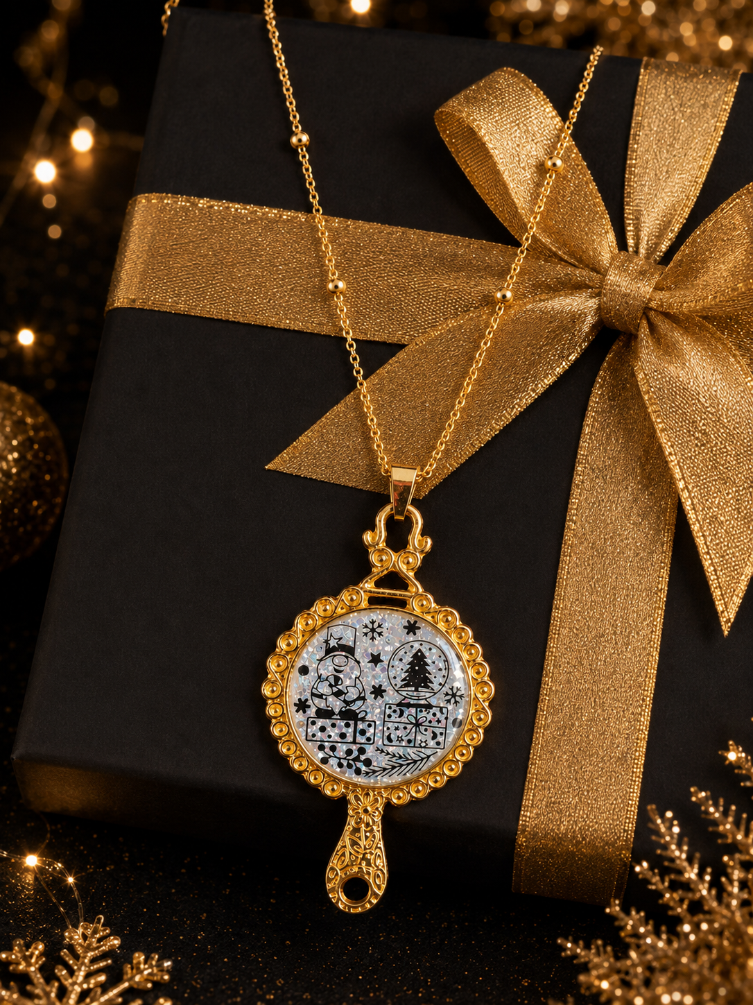 Collier La Magie de Noël Fluorescent – Création Artisanale Plaquée Or 18 Carats