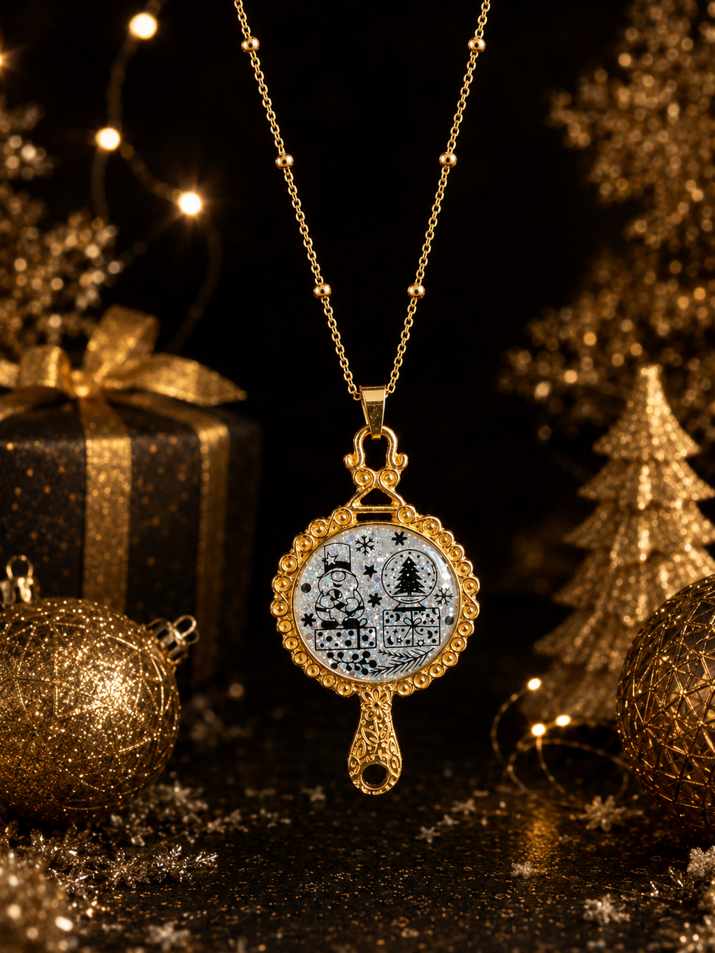 Collier La Magie de Noël Fluorescent – Création Artisanale Plaquée Or 18 Carats