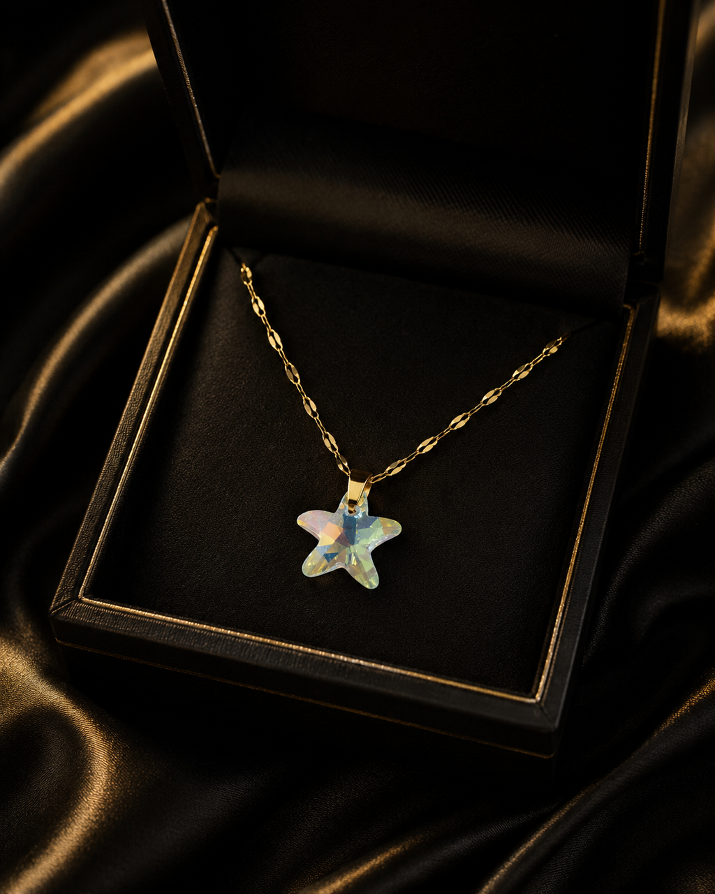 Le collier petite étoile marine en cristal doré