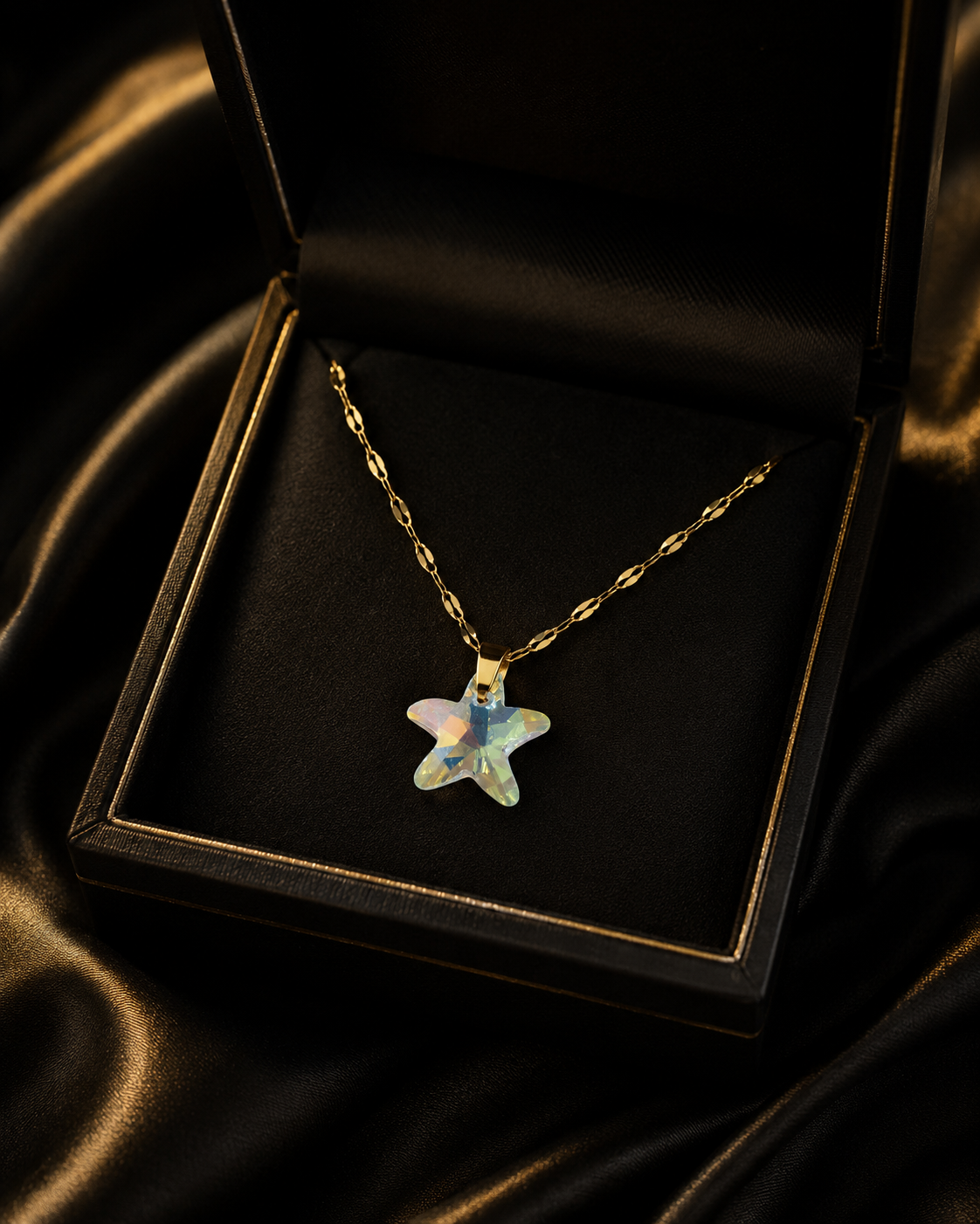 Le collier petite étoile marine en cristal doré