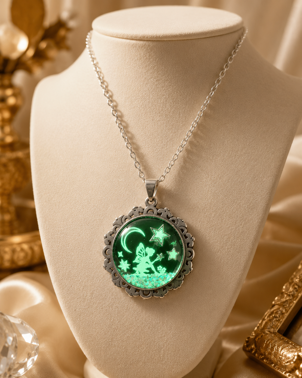 Collier de la fée luna avec grosse perle magique sous la bonne étoile .