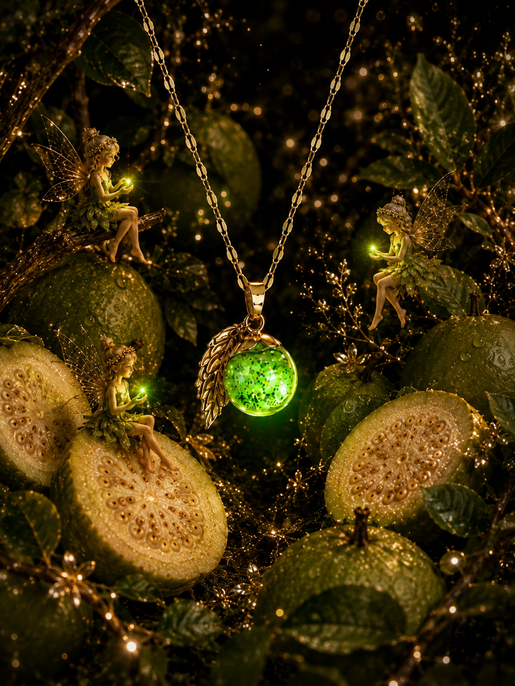 Collier Goyave Verte — Lueur Tropicale