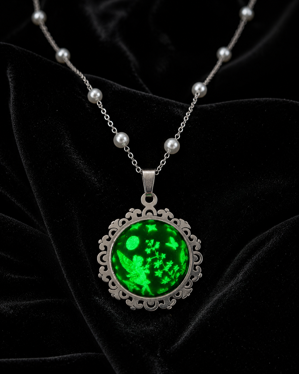 Collier rond à dentelle moyenne perle blanche de la fée jadelia