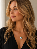 Collier disque en cristal or