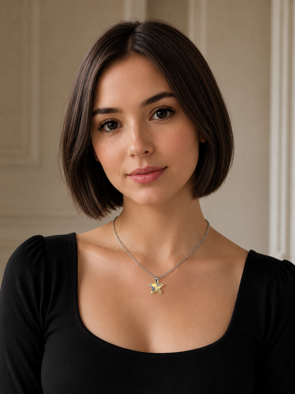 Le collier petite étoile de mer en cristal argenté