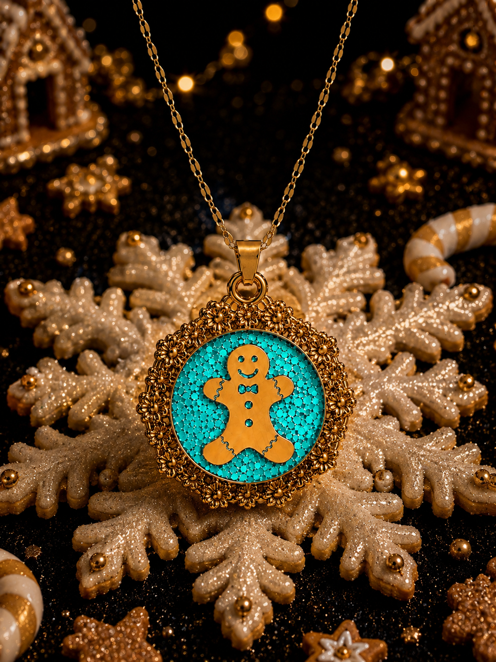 Collier Petit Biscuit – Bleu turquoise Fluorescent 💙✨