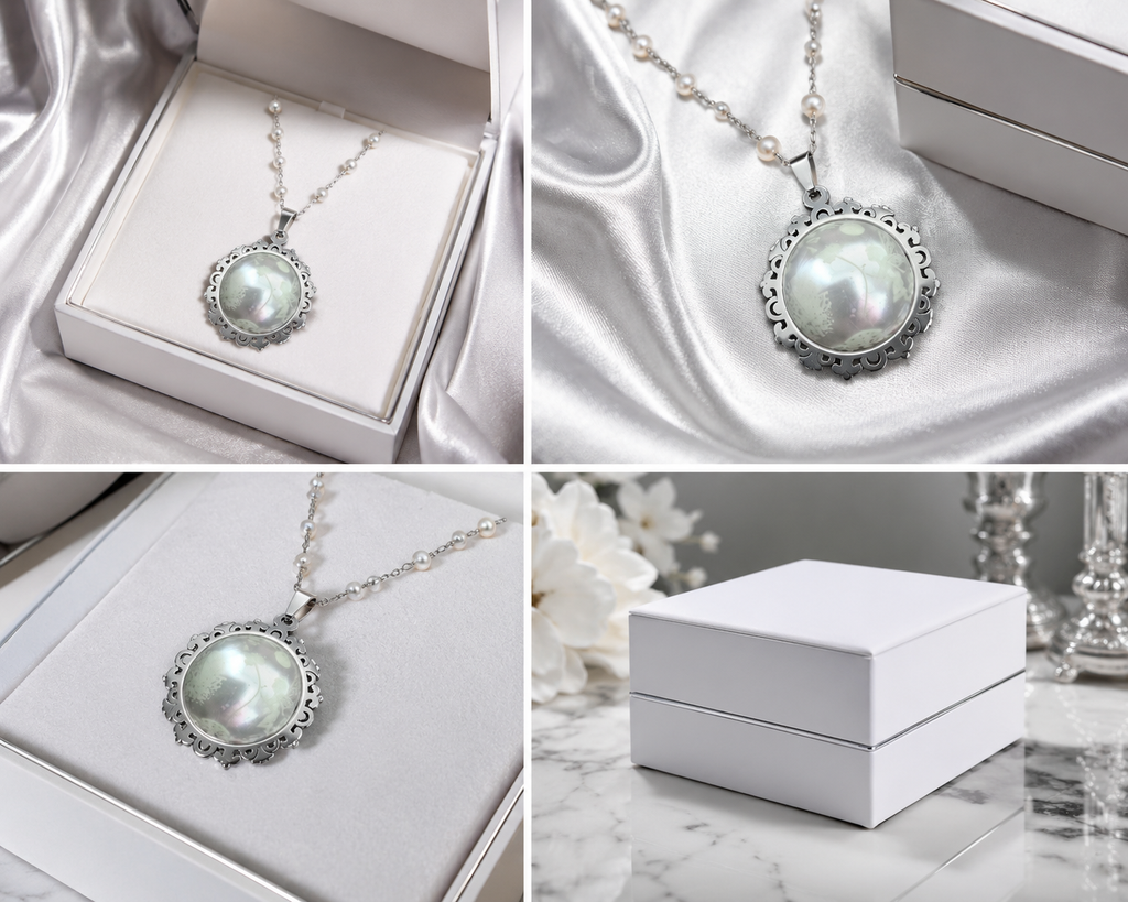 Collier rond à dentelle moyenne perle blanche de la fée kanys