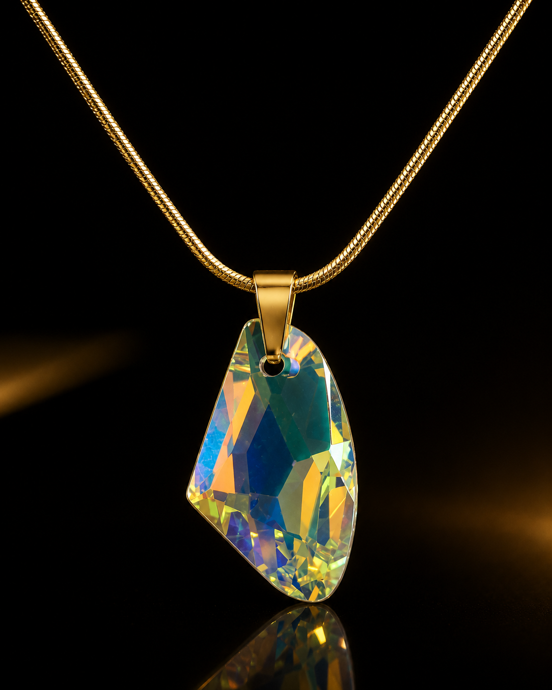 Le collier ailes d’ange en cristal doré