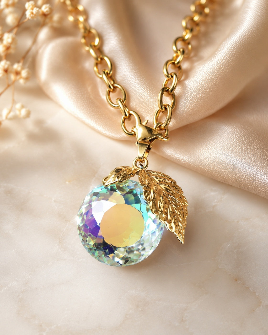 Collier orange en cristal