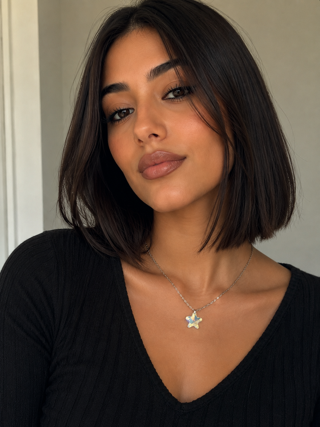 Collier grosse étoile de mer en cristal argent
