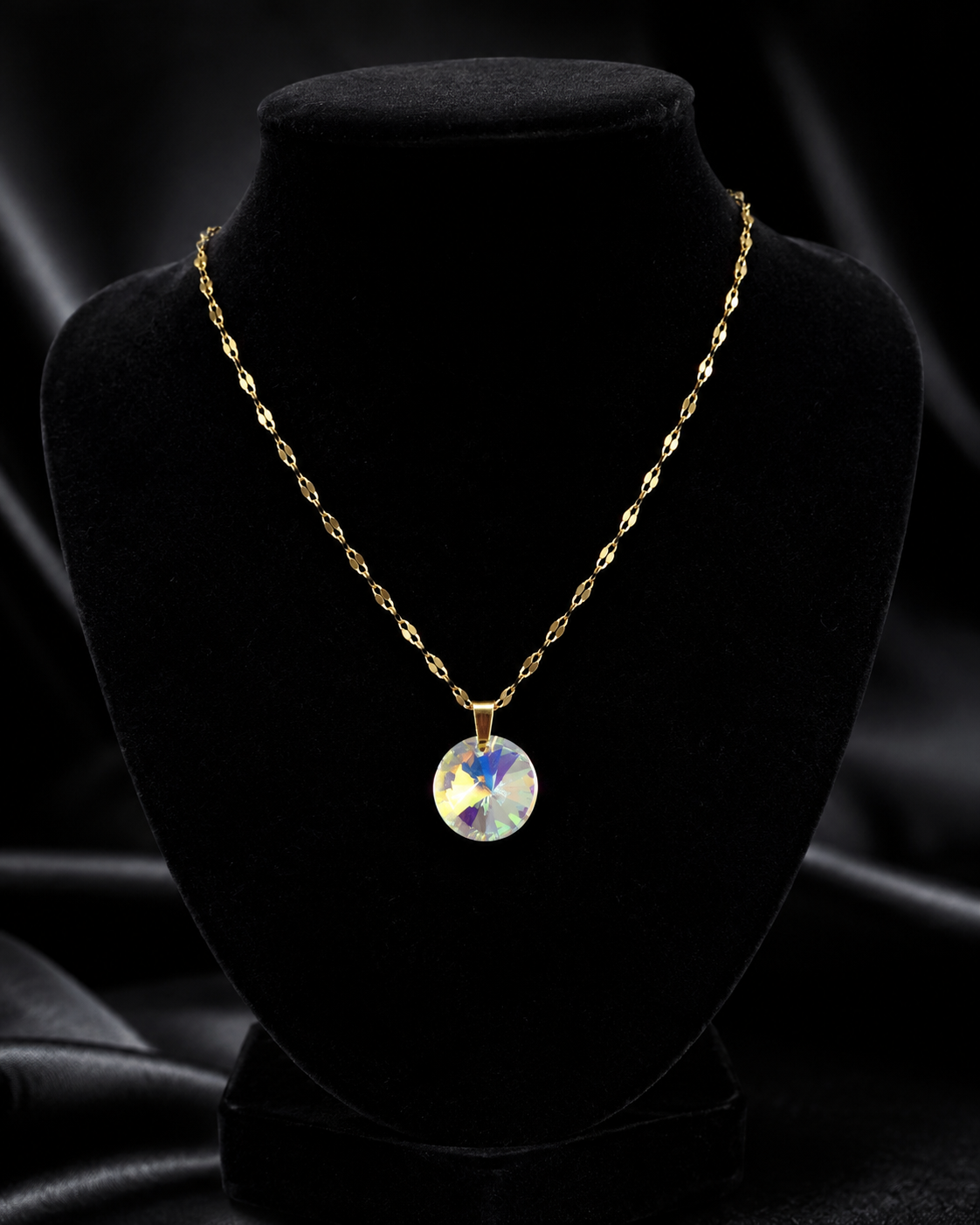 Le collier cristal  rond doré