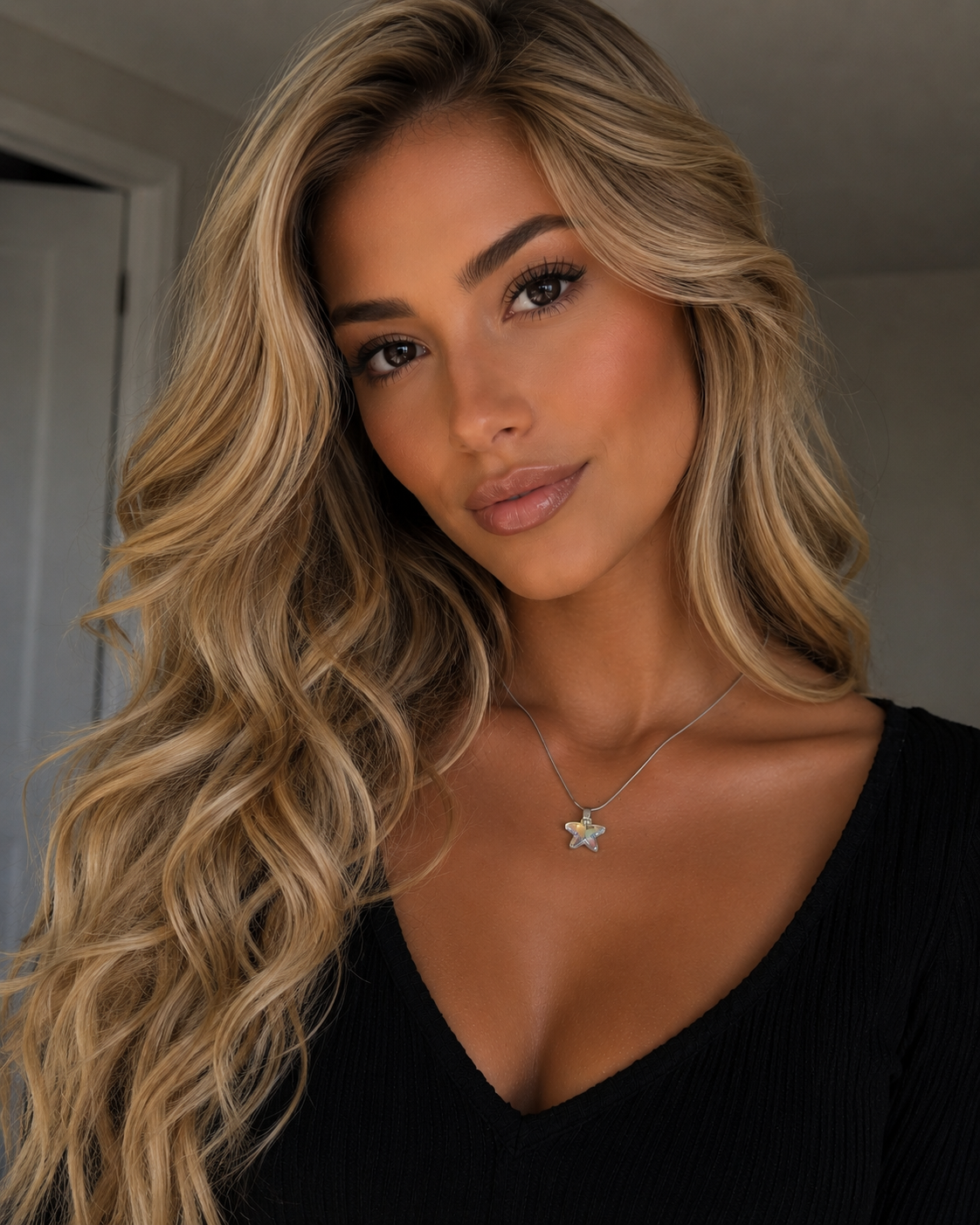 Collier petite étoile de mer 2 en cristal argent