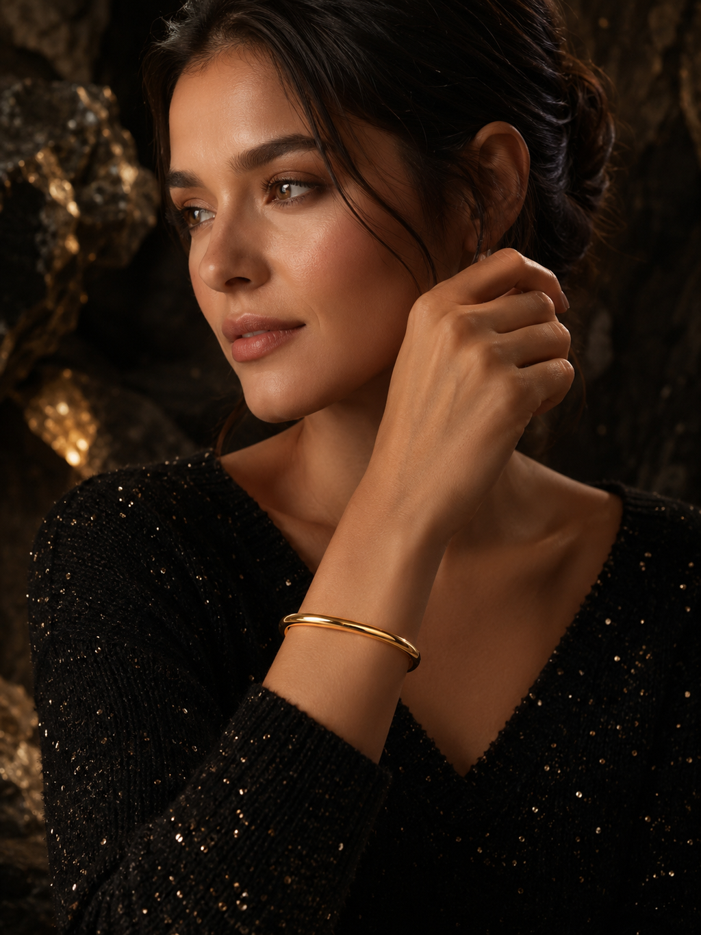 Bracelet jonc rigide doré