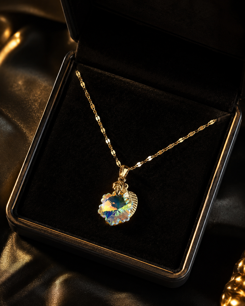 Le collier fleur de pissenlit en cristal doré