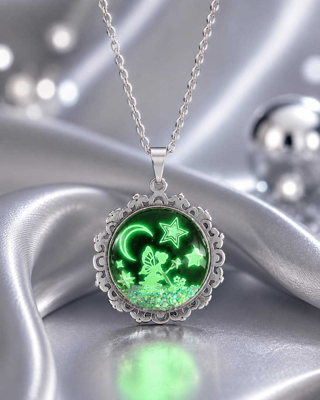 Collier de la fée luna avec grosse perle magique sous la bonne étoile .