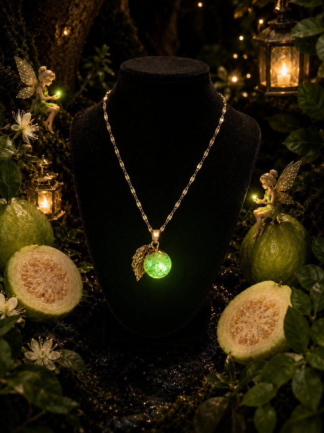 Collier Goyave Verte — Lueur Tropicale