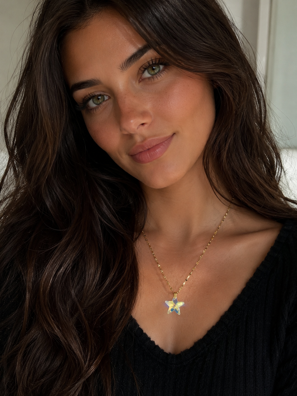 Collier étoile en cristal or 2