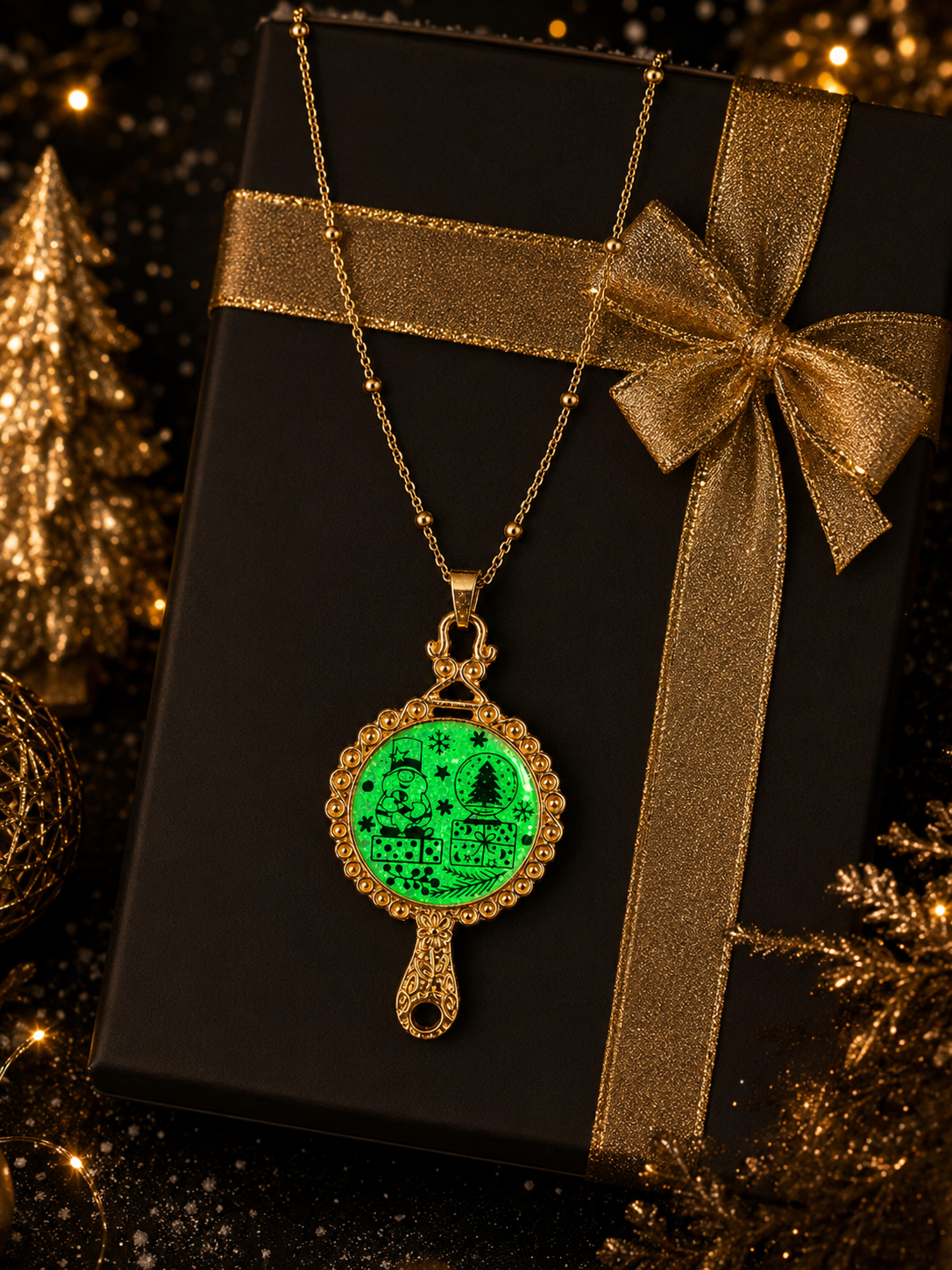 Collier La Magie de Noël Fluorescent – Création Artisanale Plaquée Or 18 Carats