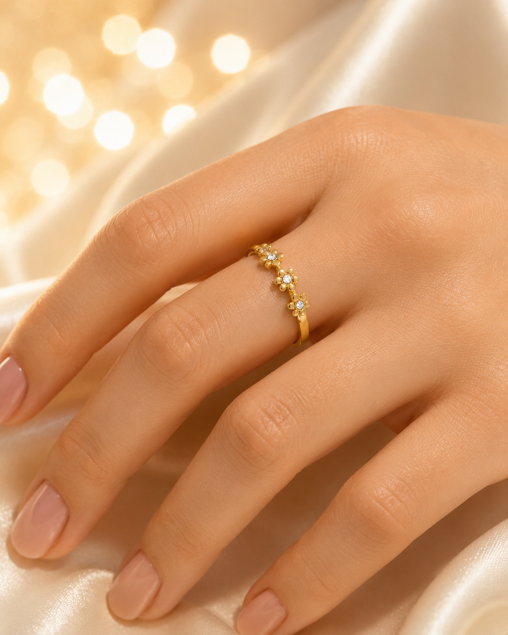 Bague couronne de 4 fleurs