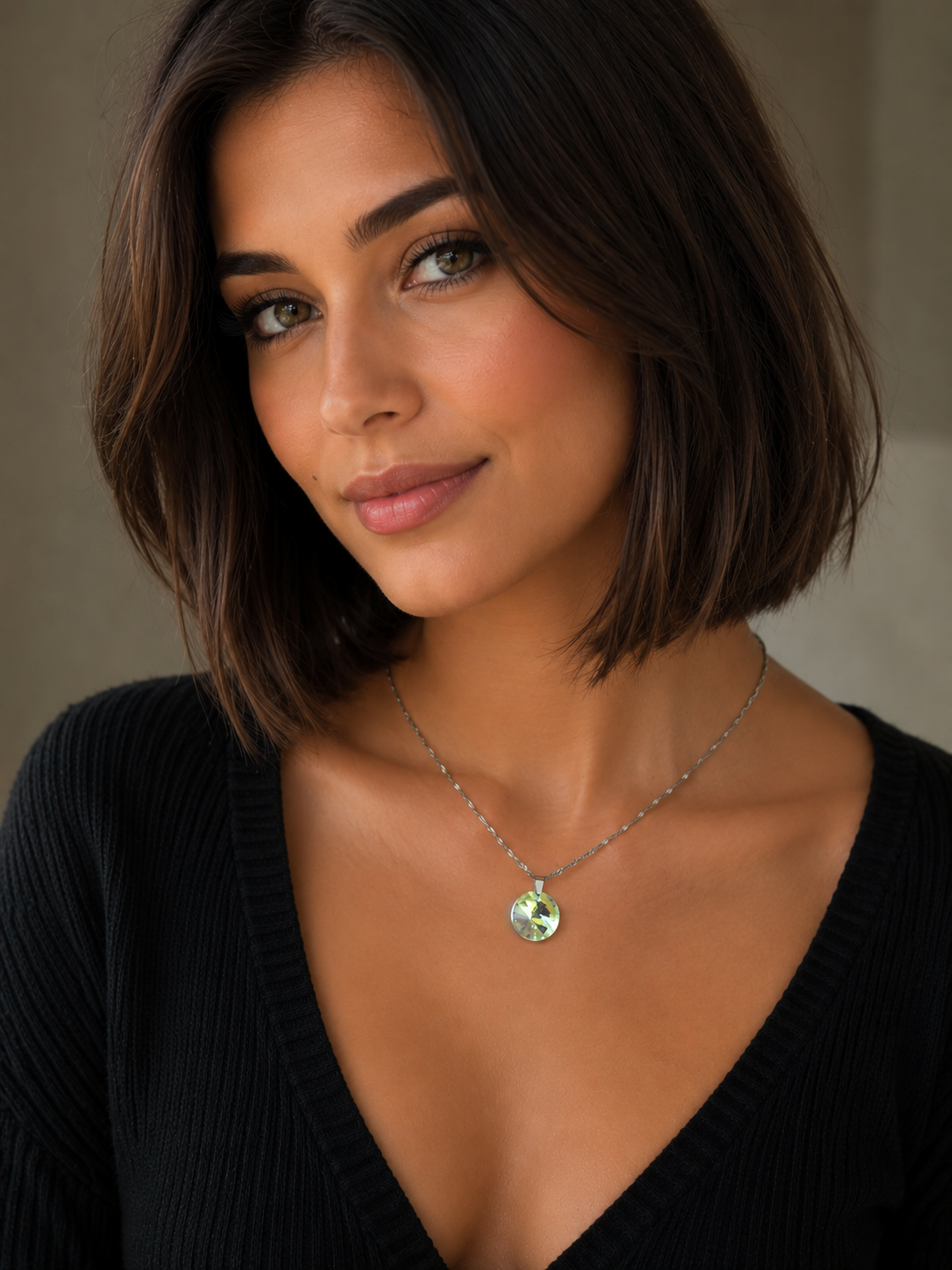Collier disque en cristal argent