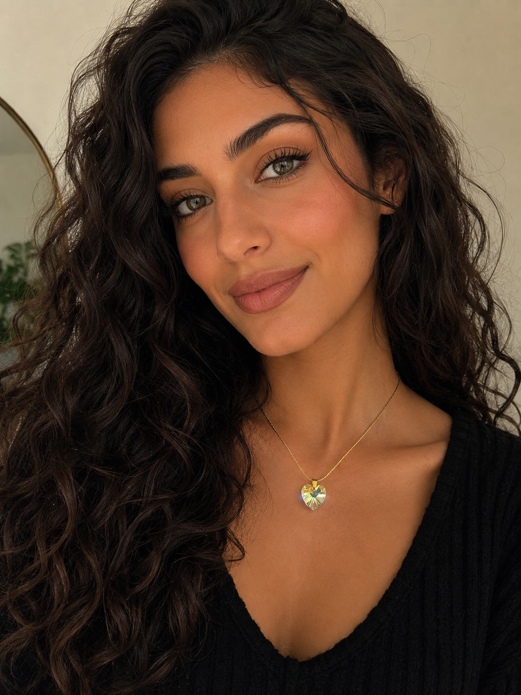 Collier coeur en cristal or 1