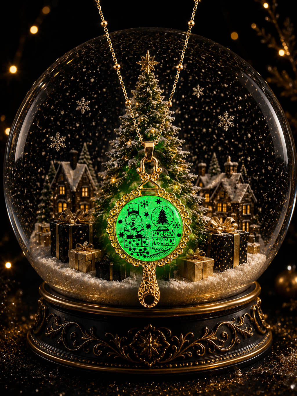 Collier La Magie de Noël Fluorescent – Création Artisanale Plaquée Or 18 Carats