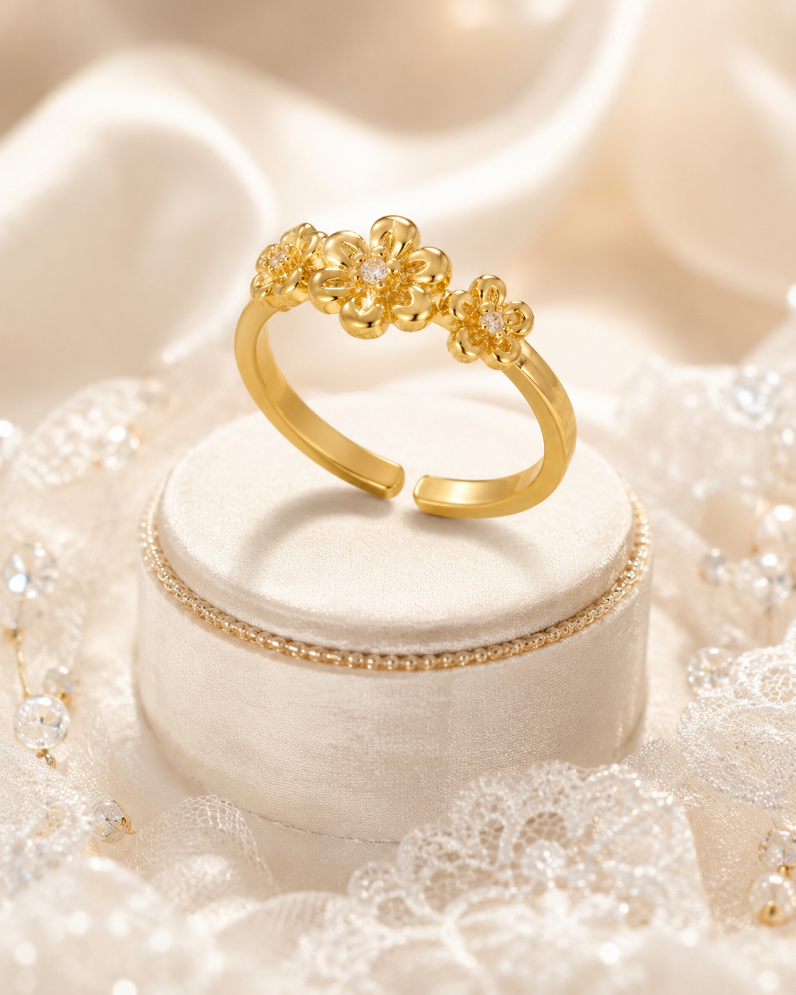 Bague 3 fleures de cerisier